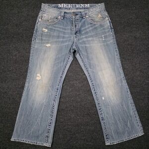 Buckle Mek Denim Jeans Mens 36x32 (27 Actual) Denim Light Wash Y2K Embroidered
